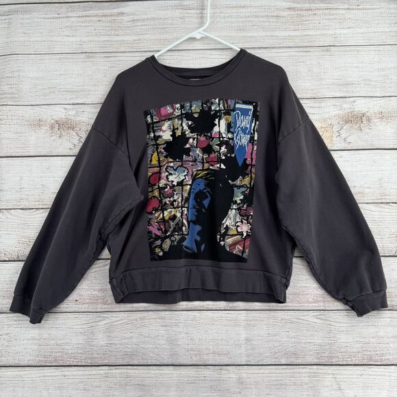 Mother X Bowie The Rowdy Wash Tonight Gray Graphic Sweatshirt M Band Crewneck - Picture 1 of 14